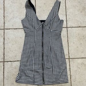 Zipper Gingham Dress